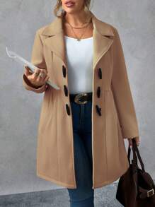 Calvaya Abrigo vintage con botones, ajustado en la cintura, de talla grande