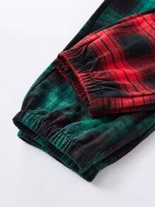 2pcs Plaid Print Women Elastic Waist Pajama Set, Includes Pants