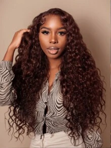 Peluca de cabello humano 100% con cierre sin pegamento de 7x5 pulgadas, de color predecolorado y precortado, con encaje derretible en un tono rico castaño cobrizo, de la marca 9AM HAIR - S33 - Ver 3