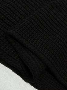 SHEIN LUNE Plus Size Women Colorblock Round Neck Lantern Sleeve Loose Knit Sweater Dress, Autumn/Winter - Multicolor - View 5