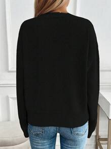 Chiquease Pull ample décontracté et polyvalent à la mode pour femmes (pois aléatoires), hauts à manches longues
