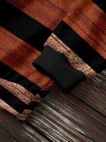 SHEIN LUNE Casual Minimalist Striped Retro Print Hoodie Sweatshirt, Suitable For Autumn/Winter - Multicolor - View 3