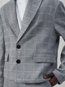 Manfinity VCAY 2 件套男士休闲梭织宽松长袖夹克和直筒裤，松紧腰，日常穿着 - 灰色 - 查看 5