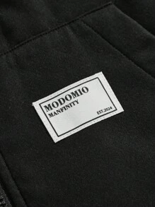 HIMLAND 男士宽松落肩休闲拉链连帽外套，保暖内衬，适合秋季穿着，时尚长袖保暖外套，送给朋友、丈夫、男友的冬季礼物 - 黑色 - 查看 4