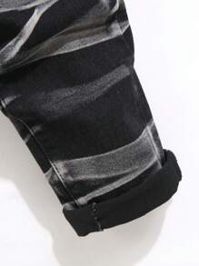 Manfinity LEGND Men's Contrast Color Skinny Pocket Casual Versatile Denim Jeans - Black - View 3