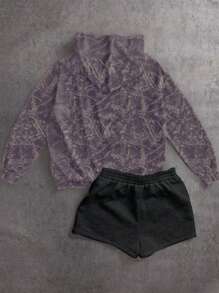 Attitoon Sudadera con capucha de estilo vintage casual con estampado de camuflaje para mujer, adecuada para otoño/invierno