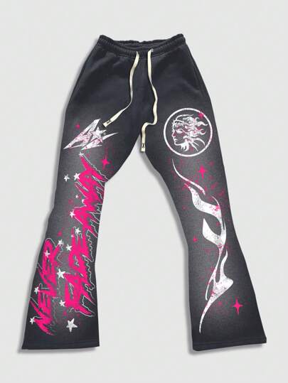 Street Life Herren gewaschenebPuristisch vordere Binde-Buchstabendruck Lässig hose, Alltags-Verwendung