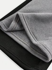 SHEIN 2件套女童休闲百搭保暖罗纹高领PU贴片喇叭裤套装，黑色和灰色，姐妹/妈妈和我款，秋冬季加厚绒裤，四向弹力喇叭裤，女童运动裤，亲肤运动裤