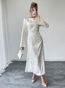 Chiquease Elegant Solid Woven Flare Bodycon Dress Fall Cloth For Women