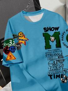 SHEIN Leap Crew Tween Boy Casual Minimalist Short Sleeve Crew Neck T-Shirt, Suitable For Summer