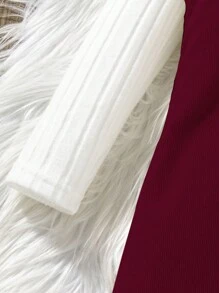 SHEIN Young Girl School/Commute Asymmetrical Suspender Skirt And Ribbed Knit Tank Top Set - Burgundy - View 5