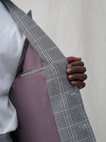 Manfinity VCAY 2 件套男士休闲梭织宽松长袖夹克和直筒裤，松紧腰，日常穿着 - 灰色 - 查看 6