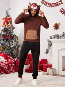 GENTILAND 宽松针织落肩长袖连帽衫，适合圣诞节、家庭搭配、情侣度假休闲卡其色拼色连帽衫，适合朋友、丈夫、男朋友的礼物