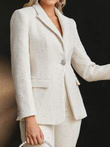 MOTF PREMIUM TWEED PEAK COLLAR FLAP DETAIL BLAZER