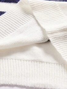 Manfinity Homme Jersey informal de hombre con estampados de bloques de colores a rayas en contraste, de manga larga y versátil, para salir con amigos - Blanco - Ver 5