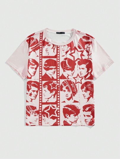 Street Life Men's Summer Casual Figure Printed Round Neck Short Sleeve T-Shirt