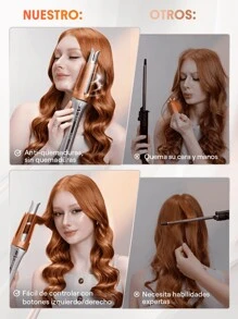 SHEGLAM HAIR It-Curl Rizador instantáneo de un solo toque Rizador automático, Rizador de cabello automático, Rizador de cabello automático de 25 mm con 3 temperaturas, Calentamiento rápido y rotación de 2 vías, Apagado automático, Varita rizadora giratoria anti-escaldaduras y anti-enredos, Rizador instantáneo táctil para peinar el cabello constituir playa y2k viajar cámping Escuela cosplay Regalo Campus moda