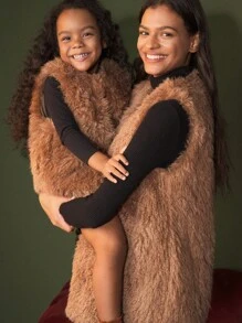 Maija Kids Maija Kids 2 件套年轻女孩休闲高领纯色连衣裙搭配蓬松背心