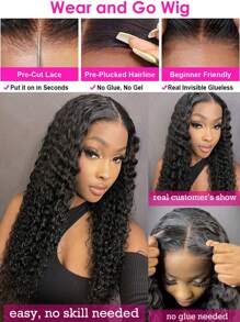 水波 5x5 无胶蕾丝前假发 人发预拔透明蕾丝闭合假发 适合女性 150% 密度原生发 - SNatural - 查看 5