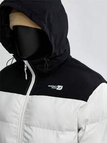 Manfinity VCAY Men's Fashionable Casual Everyday Young Printed Patchwork Quilted Long Sleeve Jacket, For Fall Winter