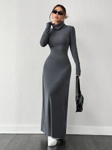 SHEIN EZwear Women's  Fleece Collar Is Extra Long And Warm - Grey - View 5