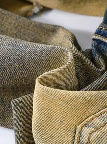 SHEIN 男童复古做旧水洗破洞高弹牛仔裤，适合日常穿着 - 中等水洗藍 - 查看 5