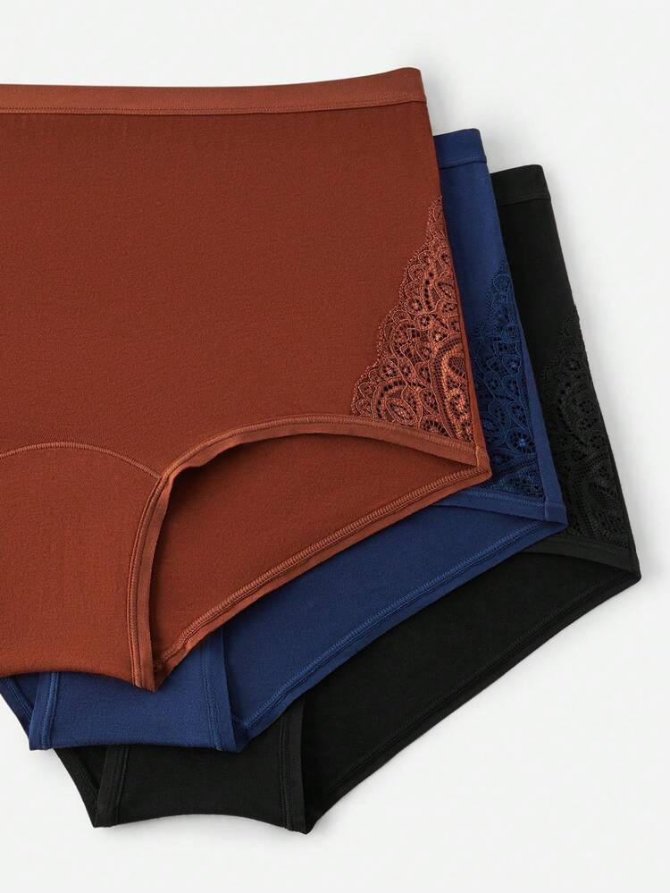 3-Pack High-Waist Lace Trim Boyshorts