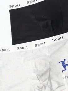4pcs/Set Breathable Casual Football Graphic Print Underpants For Teenage Boys