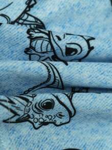 Young Boy Snug Fit Pajama Set, Blue Dinosaur Print Long Sleeve Top And Pants, Casual And Fashionable - Blue - View 7