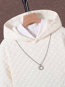 SHEIN Tween Boy Casual Color Block Textured Sweatshirt Pullover, Autumn/Winter - Apricot - View 4