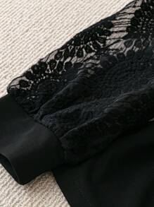 SHEIN Unity Plus Size Button Front Long Sleeve Top And Pants Casual Suit Set - Black - View 4