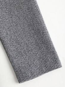 SHEIN Unity 1 件女式常规长袖秋冬长款休闲立领蝴蝶结设计独特优雅灰色法式大衣，新品 - 灰色 - 查看 3