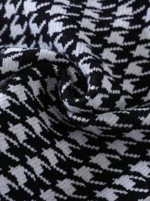 2pcs/Set Young Girl Plaid Collar Top And Knitted Skirt - Black and White - View 7