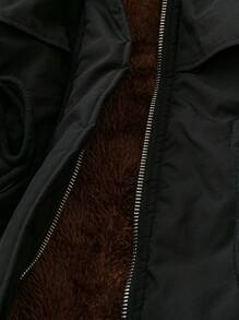 SHEIN LUNE Abrigo acolchado con capucha con cremallera, forrado térmico, de talla grande, para otoño/invierno