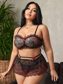 Bộ đồ lót ren gợi cảm cỡ lớn 3 món/bộ - Nhiều màu - Xem 4