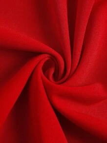 SHEIN Unity Váy midi đỏ cỡ lớn cho nữ tay bồng, cổ vuông và nơ, trang phục Giáng sinh cho năm mới - Đỏ - Xem 4