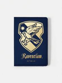 HARRY POTTER X SHEIN Eagle Badge Harrypotter Ravenclaw PU Golden Foil Passport Holder, Gifts - Blue - View 2