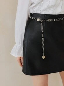 EastFlair Women Casual Solid Color A-Line Mini Skirt, Versatile For Autumn - Black - View 6