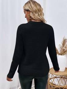 Chiquease Minimalist Chic Casual Solid Color Crew Neck Long Sleeve Sweater, Suitable For Autumn/Winter,Long Sleeve Tops Knit Pullover Fall Outfit