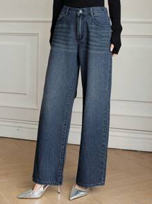 DAZY Women's Simple Buttoned Pocket Casual Denim Jeans, For Everyday Wear