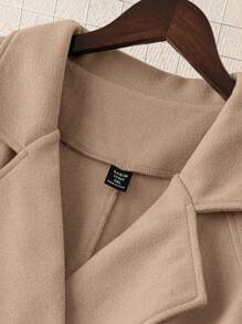 SHEIN Unity Plus Size Women Solid Color Stand Collar Raglan Sleeve Casual Jacket For Autumn/Winter - Brown - View 6