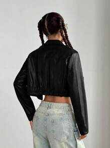 StreetHx 万圣节短款皮革拉链夹克，适合秋冬