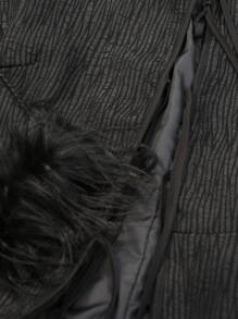 Aveloria Rosie Chaqueta corta acolchada ligera con puño de peluche, estilo patchwork y nudo delantero para mujer, estilo joven y casual, para otoño/invierno