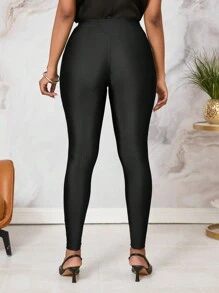 SHEIN Lady Spring And Summer Green Knitted Long Plus Size Leggings Women Leggings