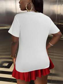 SHEIN Camiseta de manga corta ancha y casual para mujer con estampado de dibujos animados, blusas de verano con gráficos para mujer