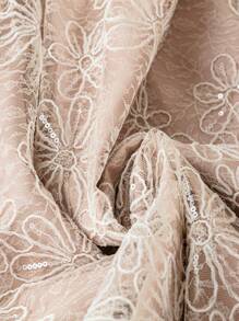 SHEIN Clasi Plus Size Elegant 3D Embroidery Sequins Lace A-Line Skirt