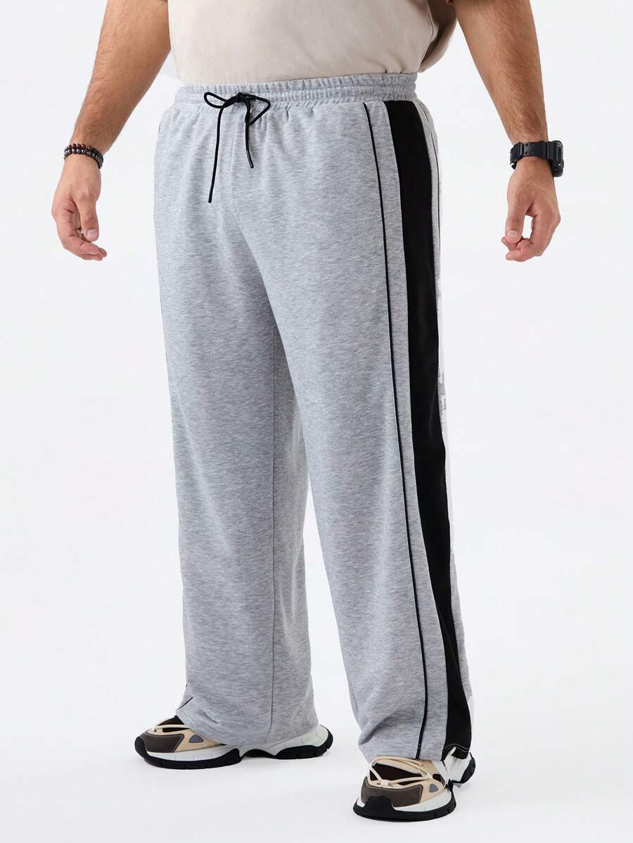 Manfinity VCAY Plus Size Men's Loose Casual Gray Knit Long Sweatpants - Grey - View 1