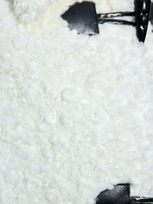 Maija 女士秋冬圣诞亲子款白色羊羔绒泰迪羊毛纯色纽扣前长款开衫，休闲日常穿着 - 白色 - 查看 6