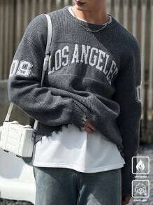 Manfinity Hypemode Men's Casual Letter Pattern Crew Neck Sweater, Suitable For Autumn/Winter - Multicolor - View 2