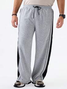 Manfinity VCAY Plus Size Men's Loose Casual Gray Knit Long Sweatpants - Grey - View 4